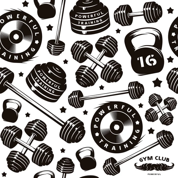 Seamless Pattern Gym Club Design Your Textiles Backgrounds Wrapping Paper — Stock Vector