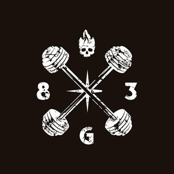 Emblema Del Club Gimnasia Diseño Gráfico Para Camiseta Impresión Blanca — Vector de stock