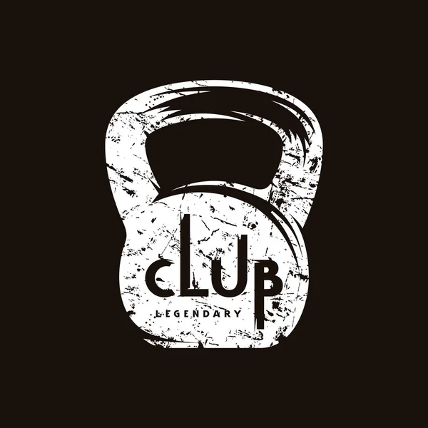 Emblem Gym Club Graphic Design Shirt White Print Black Background — Stock Vector