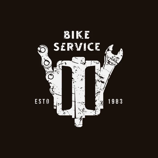 Emblem Bicycle Service Graphic Design Shirt White Print Black Background — Stock Vector