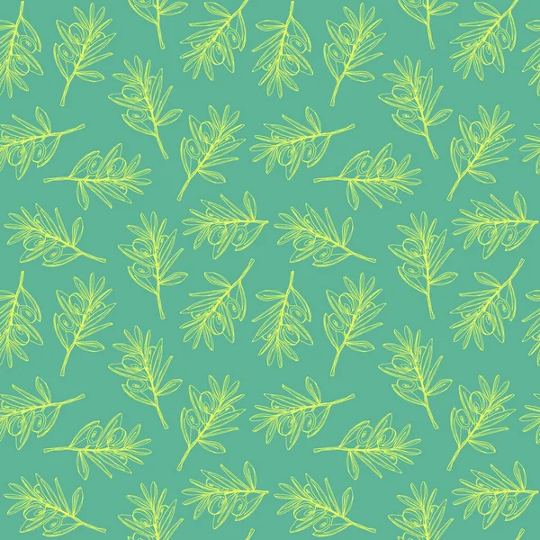 Seamless Pattern Image Olive Branch Web Design Color Print Fabric — Stock Vector