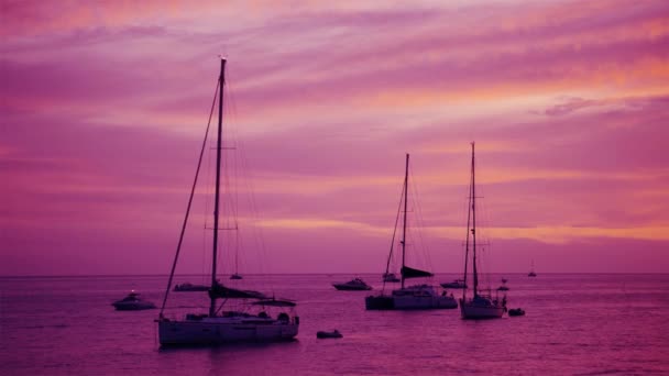Post zonsondergang roze afterglow aan zee — Stockvideo