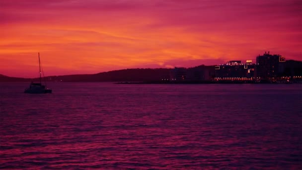 Pós-pôr-do-sol afterglow San Antonio Ibiza — Vídeo de Stock