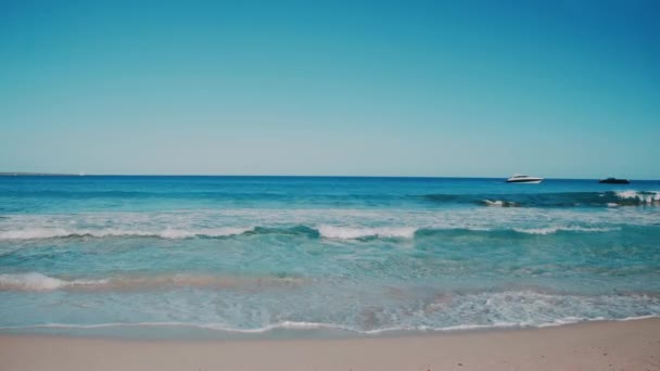 Tropisch paradijs strand gewassen door schone blauwe zee golven — Stockvideo