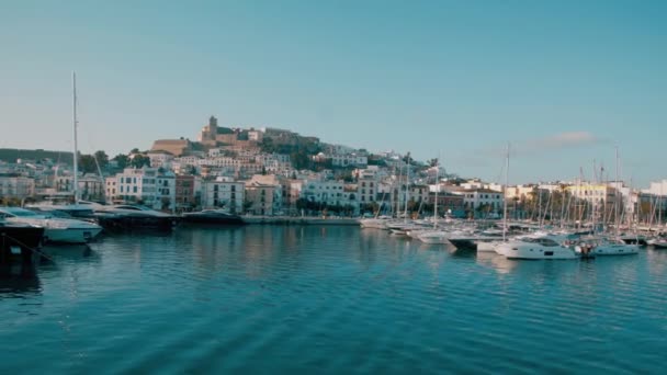 Dalt Vila Ibiza Altstadt Befestigung Hafen Hafen — Stockvideo