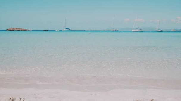 Balearic Island Formentera Turquoise Sea Waves — Stock Video