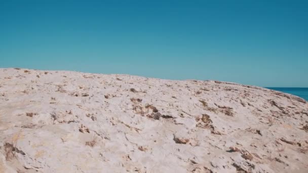 Balearen Island Formentera Reizen op Rocky Shore — Stockvideo