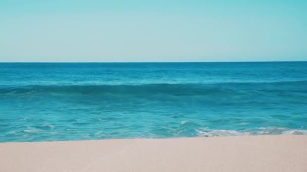Balearic Island Formentera Teal Blue Sea Waves — Stock Video
