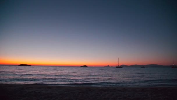 Islas Baleares Formentera Después de la Puesta del Sol Sea Horizon — Vídeos de Stock