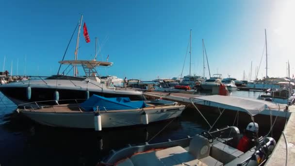 Islas Baleares Formentera Boat Harbour — Vídeos de Stock