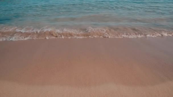 Ilha Baleares Praia de Ibiza Cala Bassa Lavada por Ondas Limpas — Vídeo de Stock