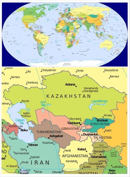 Central Asia and World — Stock Photo, Image