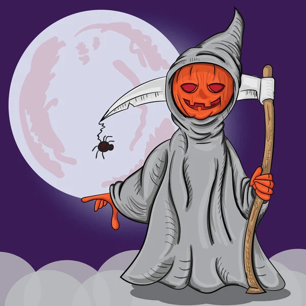 Pumpkin in the costume of death — Stock Vector