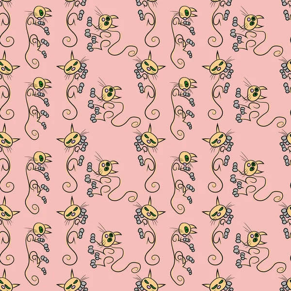 Bir kedinin seamless modeli farklı pozisyonlarda 1 eskiz