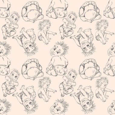 Bir bebek farklı bir kroki seamless modeli poz chil