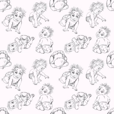 Bir bebek farklı bir kroki seamless modeli poz chil