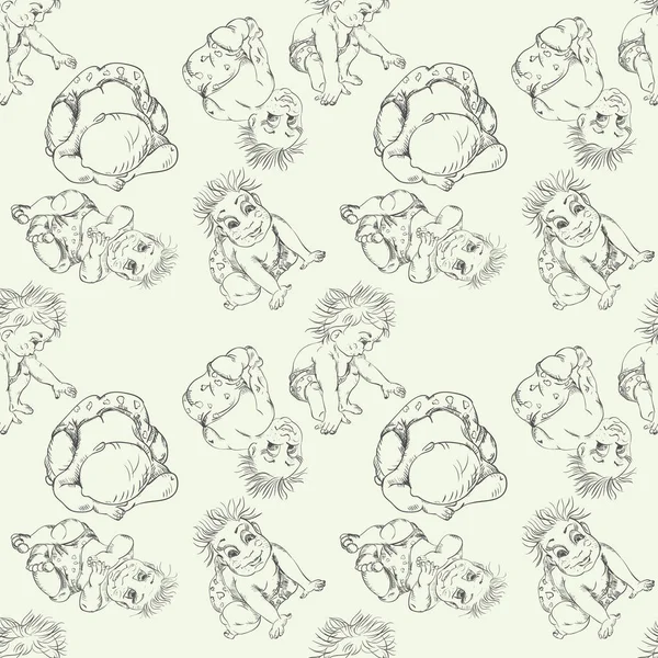 Bir bebek farklı bir kroki seamless modeli poz chil