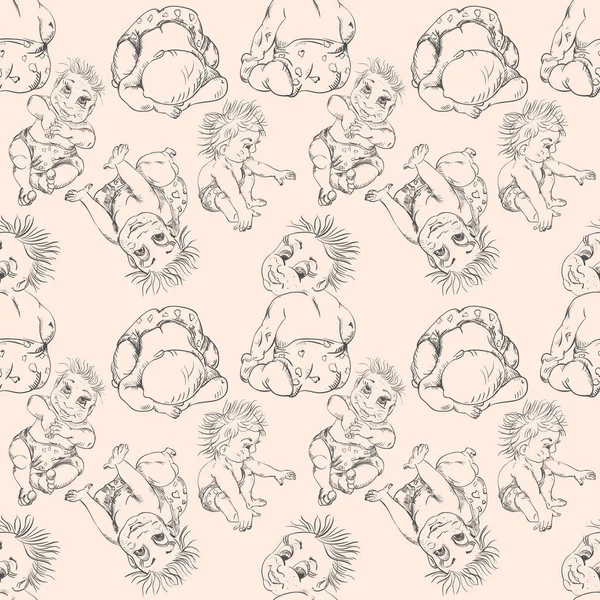 Bir bebek farklı bir kroki seamless modeli poz chil