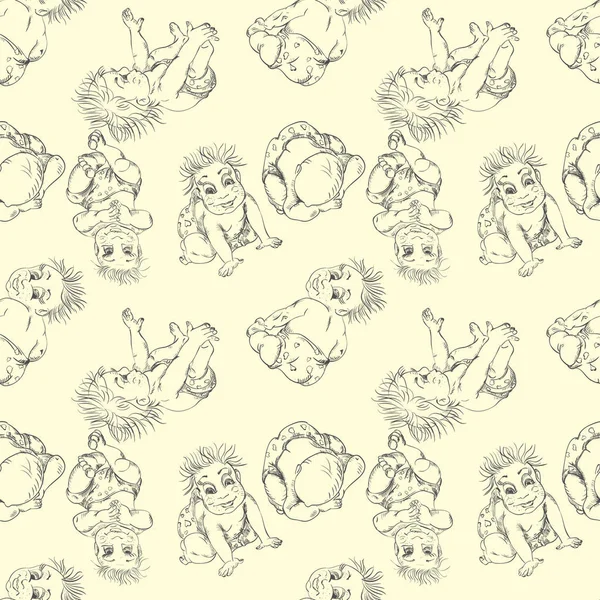 Bir bebek farklı bir kroki seamless modeli poz chil