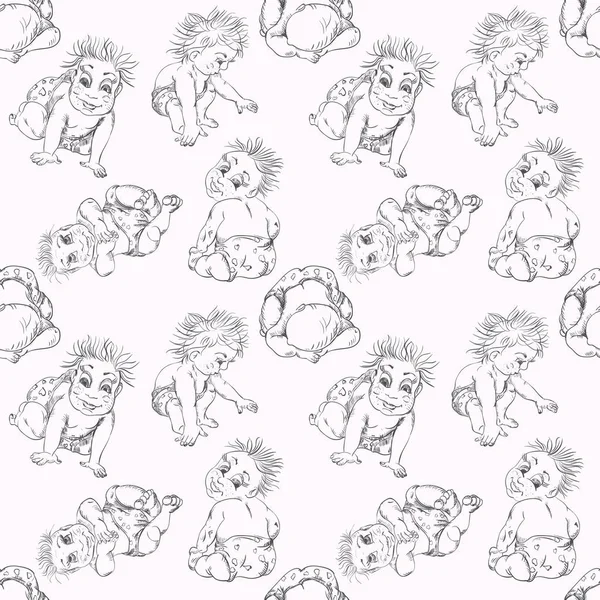 Bir bebek farklı bir kroki seamless modeli poz chil