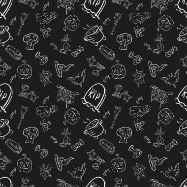 Cadılar Bayramı kutlama s siyah beyaz sorunsuz çizimi