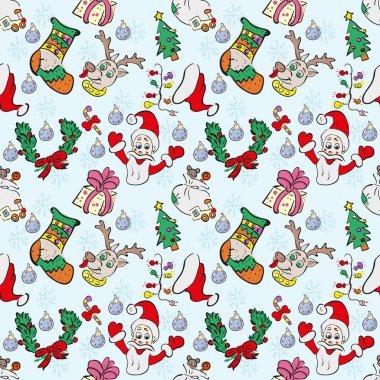 Çocuk çizimleri ile Noel ve N tarzı desen