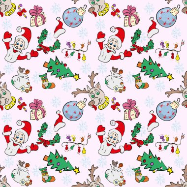 Çocuk çizimleri ile Noel ve N tarzı desen