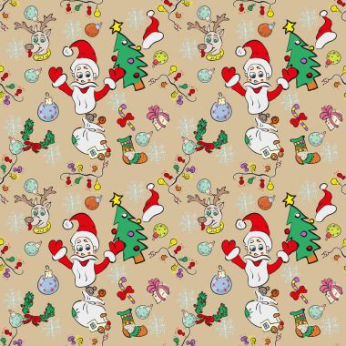 Çocuk çizimleri ile Noel ve N tarzı desen