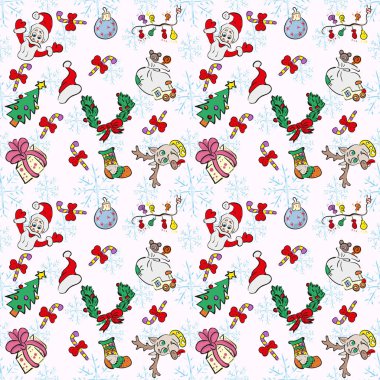 Çocuk çizimleri ile Noel ve N tarzı desen