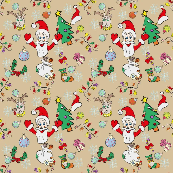 Çocuk çizimleri ile Noel ve N tarzı desen