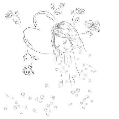 dişi Kalpler ve çiçekler kıvrımlarına