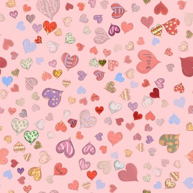 Dikişsiz desen kabataslak kalplerin çeşitli tasarımlar kırmızı backg