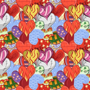 çeşitli tasarımlar kabataslak kalplerin seamless modeli