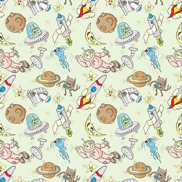 seamless pattern with space characters on a green background