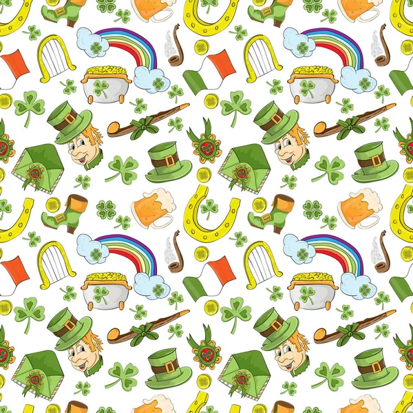 Childrens seamless pattern for design of the Irish holiday St. P — Stock Vector