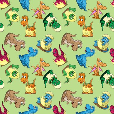 küçük yavrularını farklı tasvir Dikişsiz desen illüstrasyon