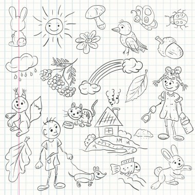 Çocuk illüstrasyon kroki tarzı