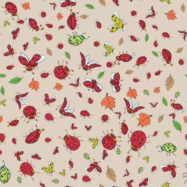 Çocuk illüstrasyon ladybirds ve yaprakları, kardeşim bir desen