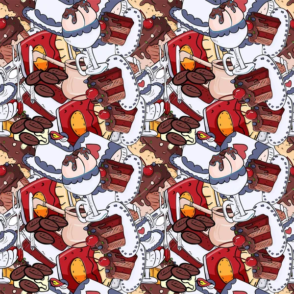 seamless pattern illustration of confectionery sweets, solid fil