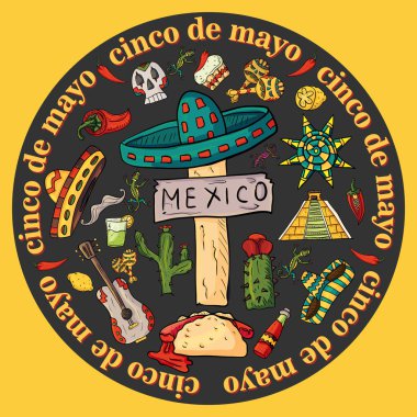 siyah Meksika sembollerin dairesel süsleme örnektir