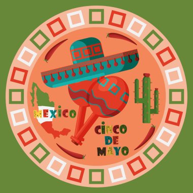 flat_6_ stil döngüsel süsleme izole Meksi üzerinde resimde