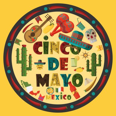 flat_3_ stil döngüsel süsleme izole Meksi üzerinde resimde