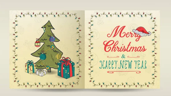 Layout de 5 cartões de Natal e ano novo para decoração print de —  Vetores de Stock