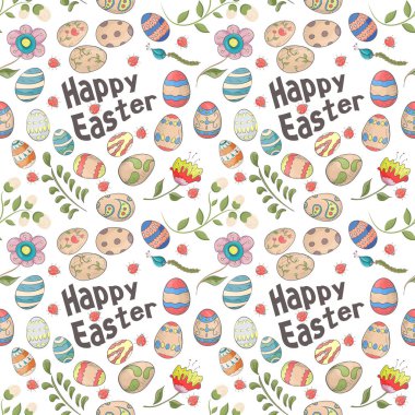 Easter 9 holiday seamless illustration pattern color drawings de clipart