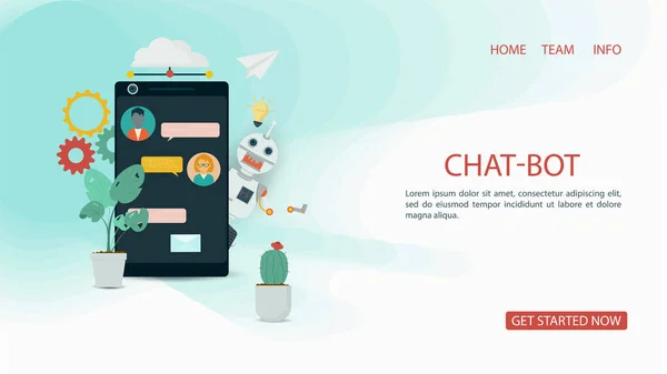 Banner Virtual Help Chatbot Στο Τηλέφωνο Μεταξύ Των Χρωμάτων Υποστηρίζει — Διανυσματικό Αρχείο