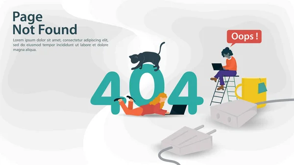 Bannière Oops Erreur 404 Page Introuvable Problèmes Connexion Internet Deux — Image vectorielle