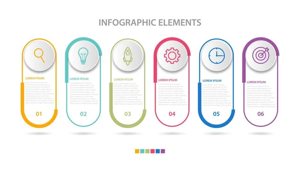 Präsentation Geschäftsinfografik Vorlage mit 6 Optionen — Stockvektor