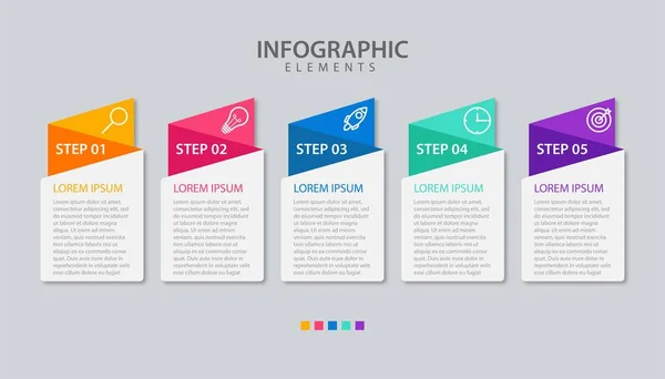 Présentation modèle infographique d'entreprise avec 5 options — Image vectorielle