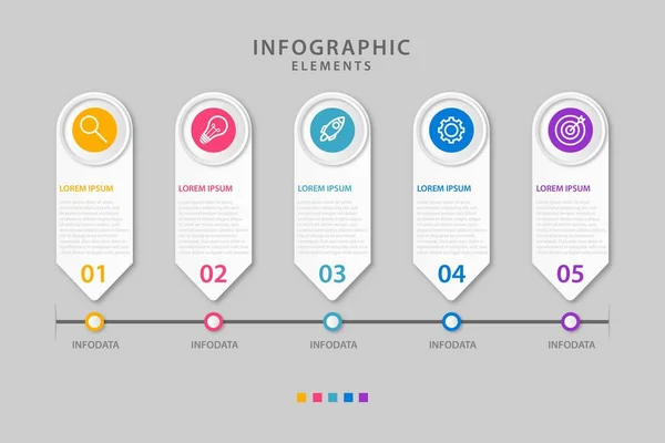 Modelo de infográfico de negócios de apresentação com 5 opções — Vetor de Stock