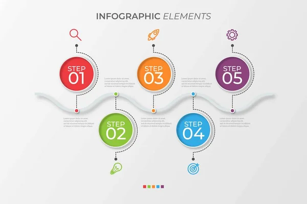 Plantilla de infografía empresarial de presentación con 5 opciones — Vector de stock